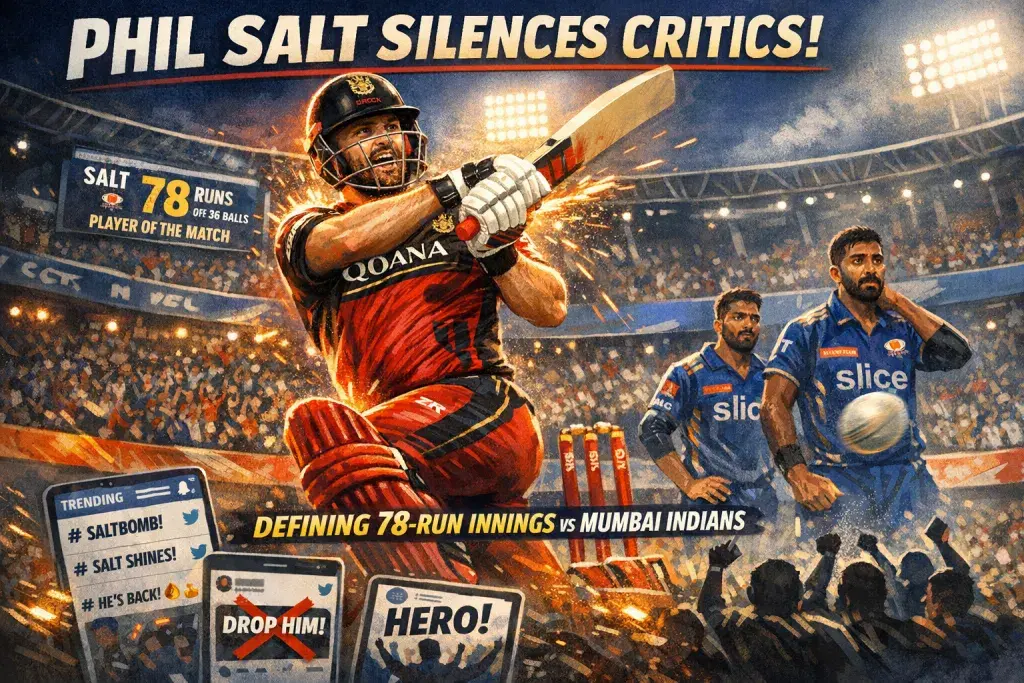 Phil Salt Silences Critics With a Defining 78-Run Performance Against Mumbai Indians