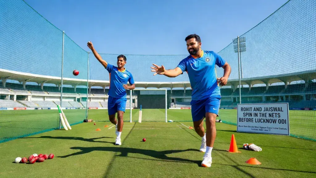 Rohit and Jaiswal Spin in the Nets Before Lucknow ODI